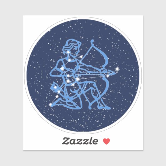 Sticker Sagittarius Constellation & Zodiac Signe avec étoi (Feuille)