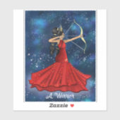 Sticker Sagittarius Déesse Féminine Avec Texte Personnalis (Feuille)