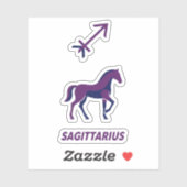 Sticker Sagittarius Purple Geometric Stallion (Feuille)