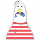Sticker Sailor Oiseau de mer Manger un poisson Enfants Nau (Devant)