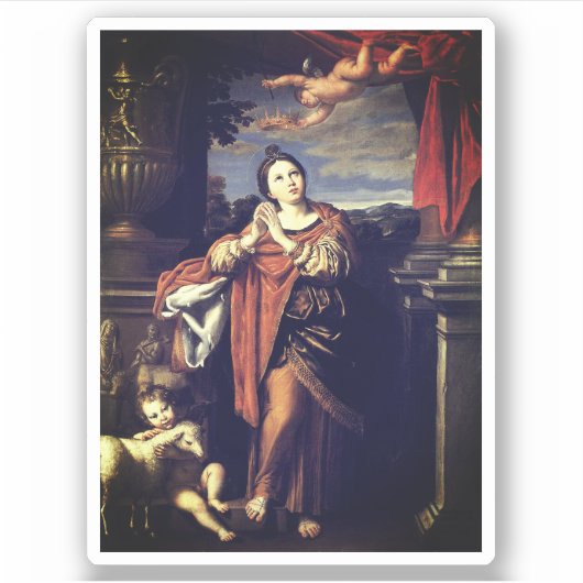 Sticker Saint Agnes par Domenichino (c. 1620) (Devant)