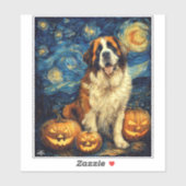 Sticker Saint Bernard Cute Chien Halloween Jack-o'-lantern (Feuille)