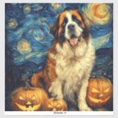 Sticker Saint Bernard Cute Dog Halloween Jack O Lantern Pu (Feuille)