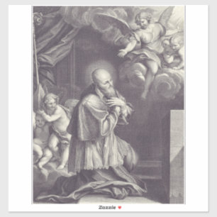 Sticker Saint François de Sales Art en noir et blanc