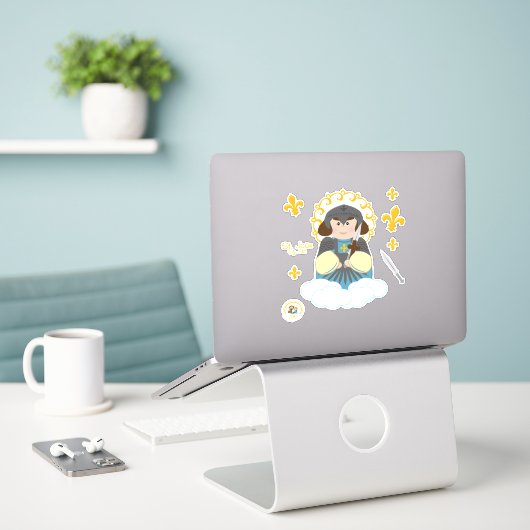 Sticker Saint Jean d'Arc (Ordinateur portable sur le bureau)