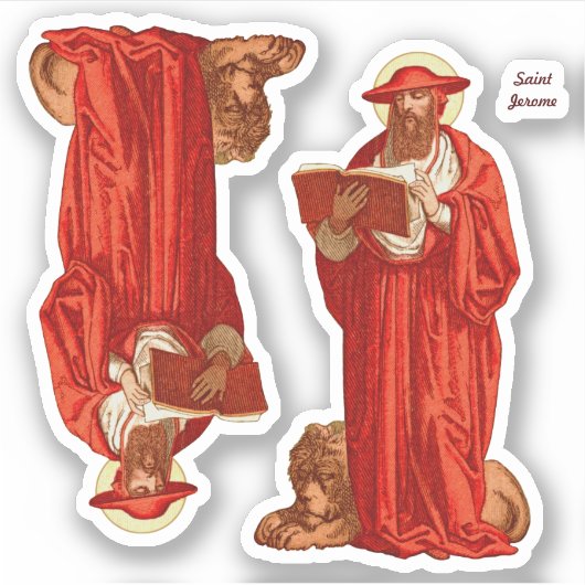 Sticker Saint Jérôme, cardinal avec Lion (P 004) (Devant)