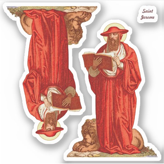 Sticker Saint Jérôme, cardinal avec Lion (P 004) (Devant)