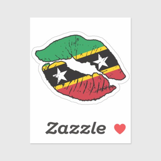 Sticker Saint-Kitts-et-Nevis Kittitian Lipstick Drapeau d' (Feuille)