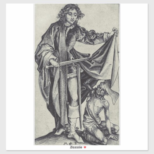 Sticker Saint Martin de Tours Gravure d'art (Feuille)