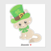 Sticker Saint Patrick's Day Chat, Leprechaun Casquette, Cl (Feuille)