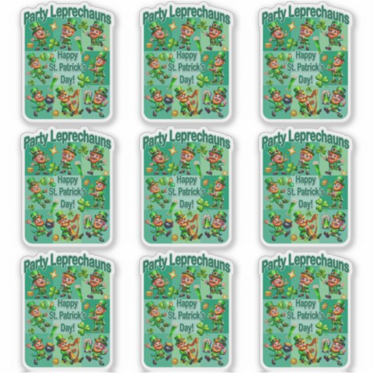 Sticker Saint Patrick's Day Fun Adorable "Party Leprechaun (Devant)
