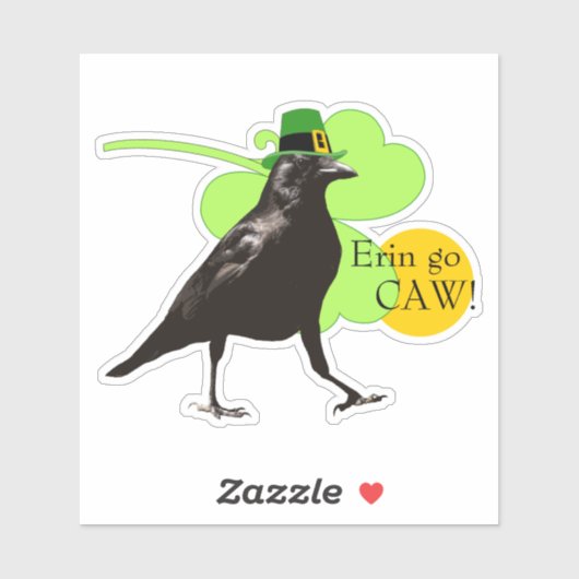 Sticker Saint Patrick's Day Leprechaun Crow Pun Erin Go Ca (Feuille)