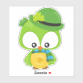 Sticker Saint Patrick's Day Owl, Clovers, Leprechaun Casqu (Feuille)