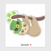 Sticker Saint Patrick's Day Sloth, Leprechaun Casquette, C (Feuille)