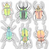 Sticker Saint Valentin Amour Bugs Aquarelle Beetles (Devant)