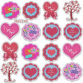 Sticker Saint-Valentin Assortiment Adorable Aspect Feltre (Devant)