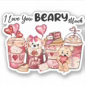 Sticker Saint-Valentin Café Teddy Coeurs d'ours (Devant)