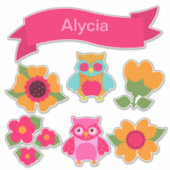 Sticker Saint Valentin Chouettes et bannières Customiser (Devant)