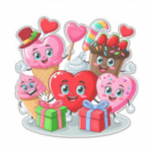 Sticker Saint Valentin coeur et bonbons amis (Devant)