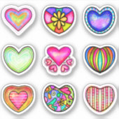 Sticker Saint Valentin Coeurs colorés (Devant)
