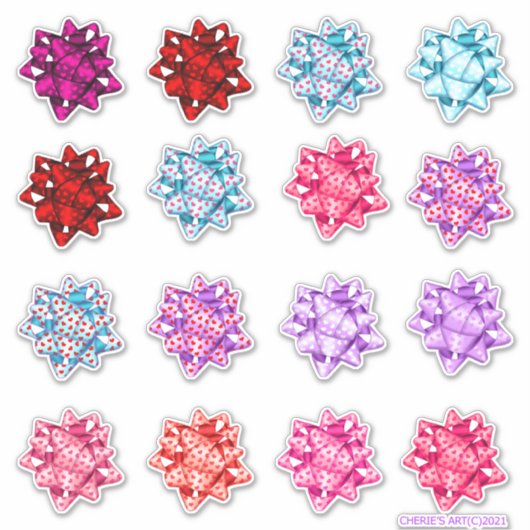 Sticker Saint Valentin Coeurs satinés Bows (Devant)