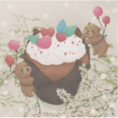 Sticker Saint Valentin : Cupcake & Nounours (Devant)