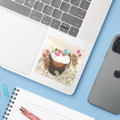 Sticker Saint Valentin : Cupcake & Nounours (Ordinateur portable avec iPhone)