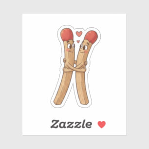 Sticker Saint-Valentin des allumettes
