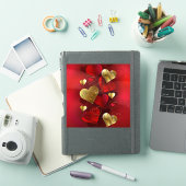 Sticker Saint-Valentin dorés et rouges (Couverture iPad)