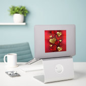 Sticker Saint-Valentin dorés et rouges (Ordinateur portable sur le bureau)