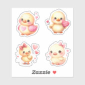 Sticker Saint Valentin mignonne bébé poussin (Feuille)