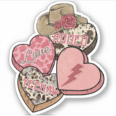 Sticker Saint Valentin Rodeo Love Hearts Western (Devant)