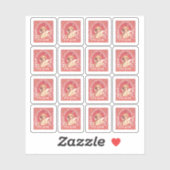 Sticker Saint Valentin Salutations Cupid Rouge Faux Timbre (Feuille)
