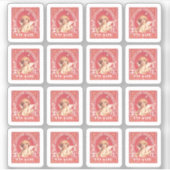 Sticker Saint Valentin Salutations Cupid Rouge Faux Timbre (Devant)