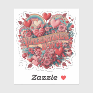 Sticker Saint Valentin, super journée, clipart rétro