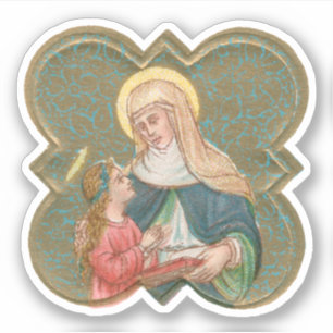 Sticker Sainte-Anne et la BVM dans un Quatrefoil barbelé (