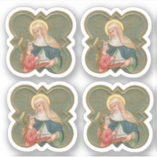 Sticker Sainte-Anne et la BVM dans un Quatrefoil barbelé (