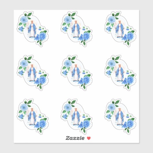 Sticker Sainte Vierge Marie Florale Religieuse (Feuille)