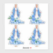 Sticker Sainte Vierge Marie Florale Religieuse (Feuille)