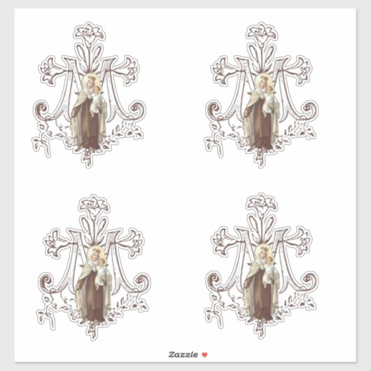 Sticker Sainte Vierge Marie Florale Religieuse (Feuille)