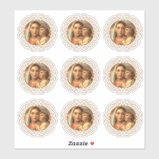 Sticker Sainte Vierge Marie Jésus Religieux (Feuille)