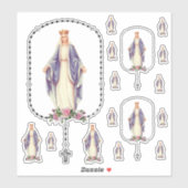 Sticker Sainte Vierge Marie Saint Rosaire (Feuille)