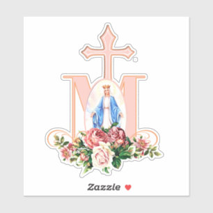 Sticker Sainte Vierge Religieuse Contour Vinyle