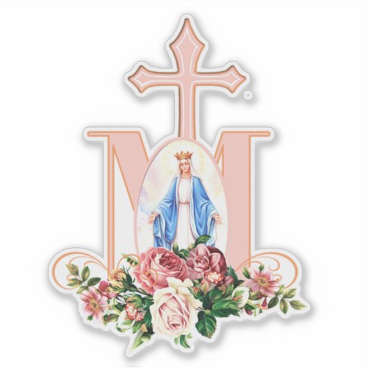 Sticker Sainte Vierge Religieuse Contour Vinyle (Devant)