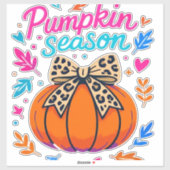 Sticker Saison citrouille Leopard Bow Design - mignon auto (Feuille)