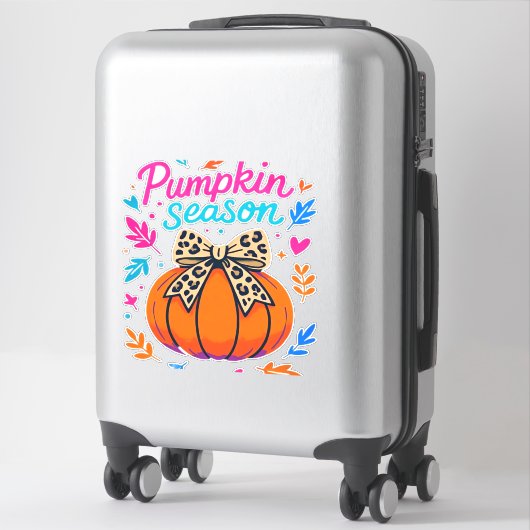 Sticker Saison citrouille Leopard Bow Design - mignon auto (Sur valise)