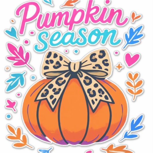 Sticker Saison citrouille Leopard Bow Design - mignon auto (Devant)