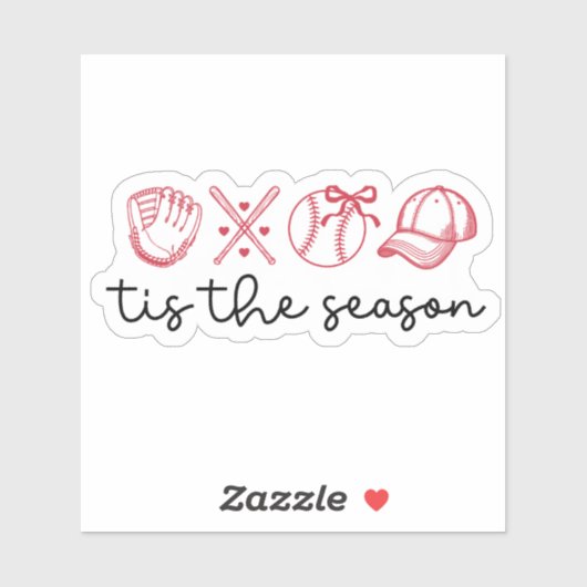 Sticker Saison de baseball Coquette et de softball (Feuille)