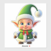 Sticker Saison de Noël Elf Cartoon Graphisme de Noël (Feuille)