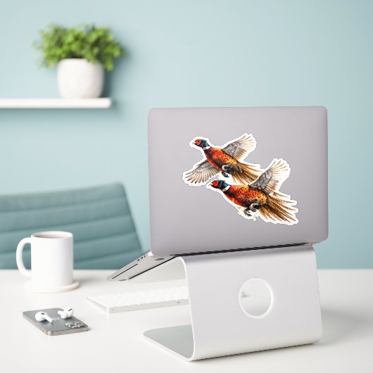 Sticker Saison du faisan (Ordinateur portable sur le bureau)